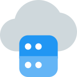 Cloud server for online and offline content storage isolated on white background icon