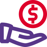Donation of dollar money in a charity fund icon