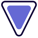 Yield sign for warning and end road icon