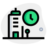 Corporate building office punctual timing standard the clock Logotype icon