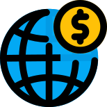 Browser and money trade online and worldwide icon