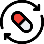 Medication reminder with a a recurring loop arrow icon