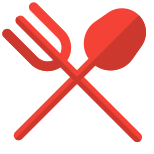 Spoon and fork crossed as a layout in a hotel restaurant icon