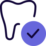 Dental procedure of a dentistry with a checklist approved icon