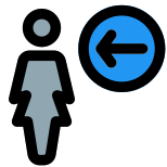 Businesswoman with a left direction arrow indication icon