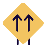 Front Lane direction with multiple arrows layout icon