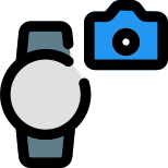 Circular smartwatch with connected phone controls switch icon