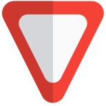 Yield sign for warning and end road icon