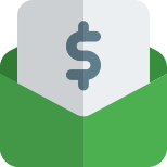 International money order payment in an envelope icon