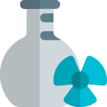 Nuclear program research with sample in flask icon