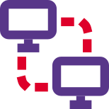 Computer connected to another pc for networking icon