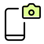 Cell phone with in-built camera setup logotype icon