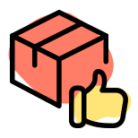 Thumbs up positive gesture feedback of an item delivered timely icon