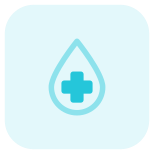 Blood bank with droplet and plus logotype layout icon