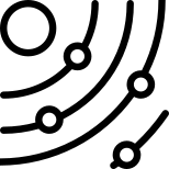 Planets orbiting around sun in its galaxy icon