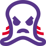 Angry face pictorial representation octopus emoji for chat icon