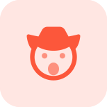 Cowboy emoticon with hat and open mouth icon