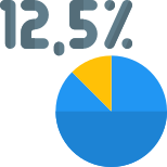 Twelve and a half percent section on a pie chart icon