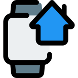 Smartwatch with internet connected home controlled application layout icon