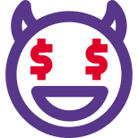 Dollar eyes greedy devil facial expression emoticon icon