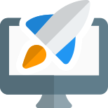 Business requires high speed computer of rocket speed icon
