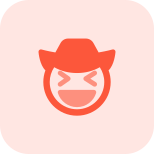 Cowboy squint facial expression wearing wide brim hat icon