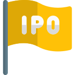 Flagship ipo of company waving in stock market icon