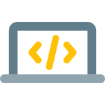 Web and application programming on a laptop system icon