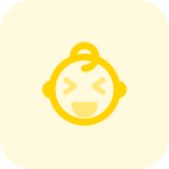 Baby smiling with both eyes partly closed icon