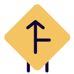 Side road to front joining the intersection icon