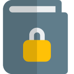Book with secure with padlock layout logotype icon