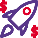 Making money with rocket speed business success icon