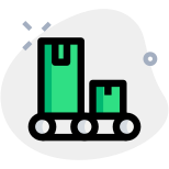 Shipment handling facility on a rolling conveyor icon