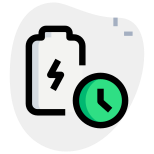 Battery charging time indication isolated on a white background icon