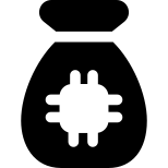 Microprocessor under sack , concept of expensive component. icon