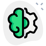 Setting up an application with brain logotype isolated on a white background icon