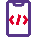 The smartphone with a programming feature for web development icon