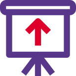 White board with upwards direction arrow layout icon