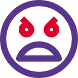 Furious angry face emoticon with scowl on face. icon