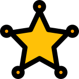 Shariff star badge with circle around it icon