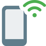 Mobile phone with wifi strength and connectivity icon