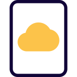 Cloud stored file with online content isolated on a white background icon