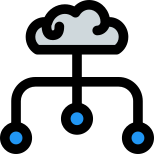 Brain with multiple flowchart nodes are selected on a white background icon