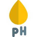 Blood drop with PH testing facility isolated on a white background icon