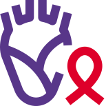 Blood cancer with a ribbon logotype isolated on a white background icon