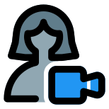 Single user under video chat meeting during lockdown icon