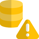 Error warning notification on a secure database network icon