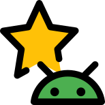 Android smartphone favorite feature with a star logotype icon