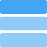 Horizontal lines with three layer cells in frame icon