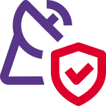 Secure satellite network with defensive technology layout icon